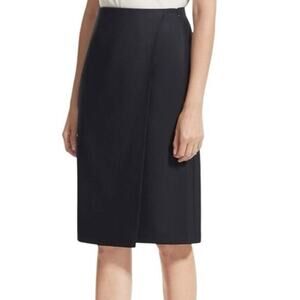 MM. LaFleur Logan Wool Blend Faux Wrap Pencil Skirt Knee-Length Ink Blue Size 2